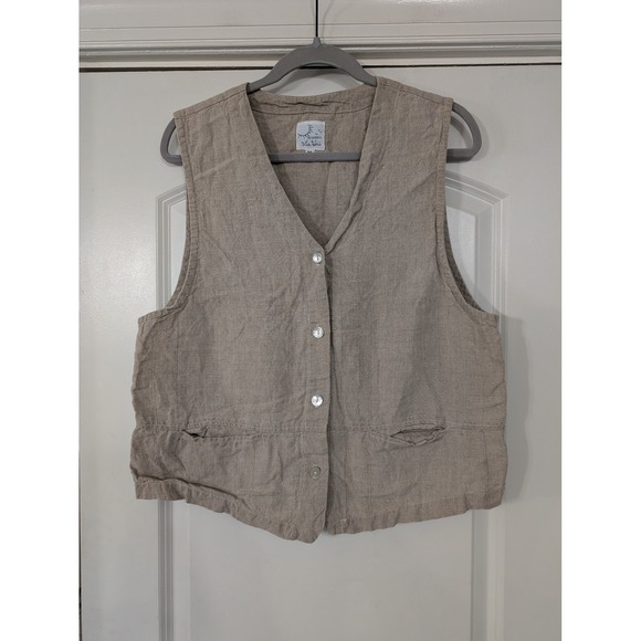 Linen Vest Via Vai by Pollero Women's Medium Button Down Sleeveless Top - Picture 1 of 5